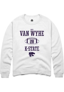 Rex Van Wyhe Rally Mens White K-State Wildcats NIL Sport Icon Crew Sweatshirt