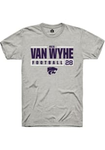 Rex Van Wyhe Ash K-State Wildcats NIL Stacked Box Short Sleeve T Shirt