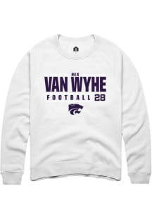 Rex Van Wyhe Rally Mens White K-State Wildcats NIL Stacked Box Crew Sweatshirt