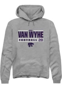 Rex Van Wyhe Rally Mens Graphite K-State Wildcats NIL Stacked Box Hooded Sweatshirt