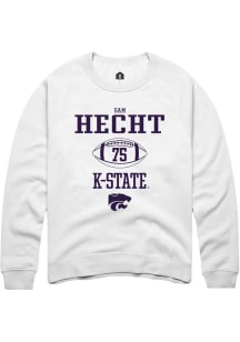 Sam Hecht Rally Mens White K-State Wildcats NIL Sport Icon Crew Sweatshirt