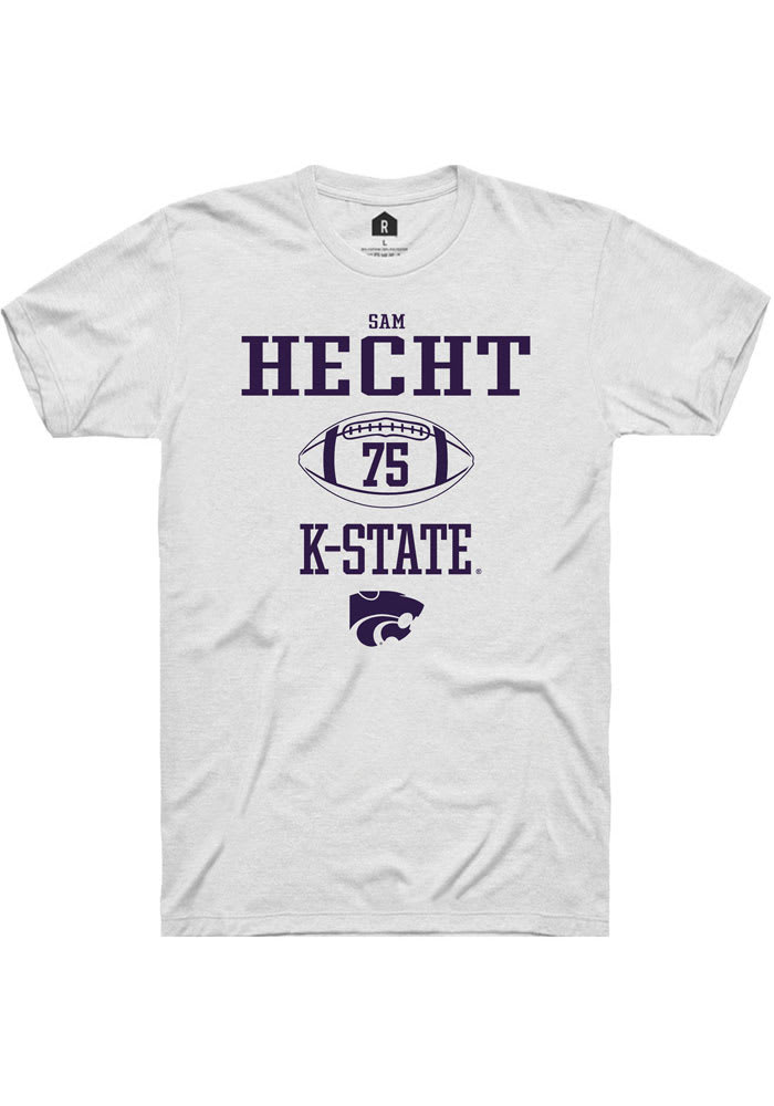 Sam Hecht K-State Wildcats White Rally NIL Sport Icon Short Sleeve T Shirt