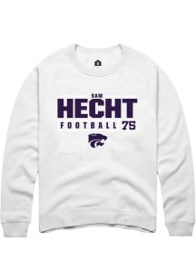 Sam Hecht Rally Mens White K-State Wildcats NIL Stacked Box Crew Sweatshirt