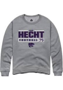 Sam Hecht Rally Mens Graphite K-State Wildcats NIL Stacked Box Crew Sweatshirt