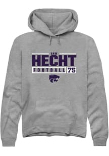 Sam Hecht Rally Mens Graphite K-State Wildcats NIL Stacked Box Hooded Sweatshirt