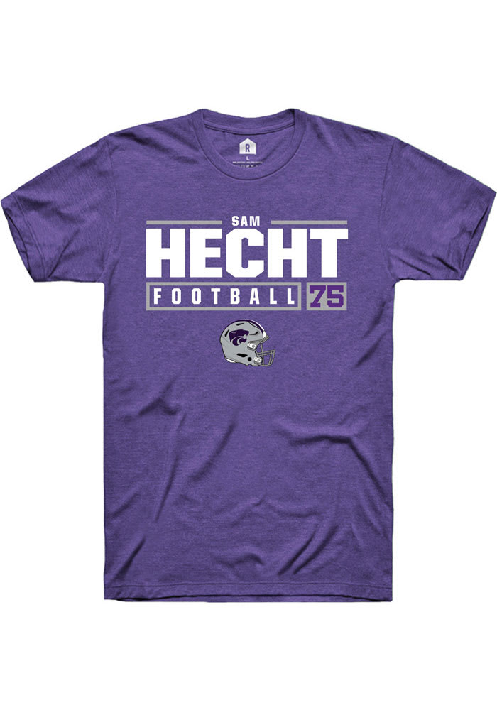 Sam Hecht K-State Wildcats Purple Rally NIL Stacked Box Short Sleeve T Shirt