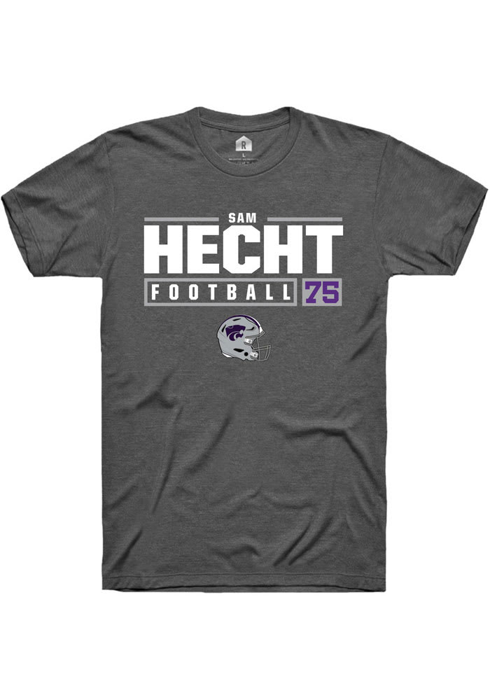 Sam Hecht K-State Wildcats Grey Rally NIL Stacked Box Short Sleeve T Shirt
