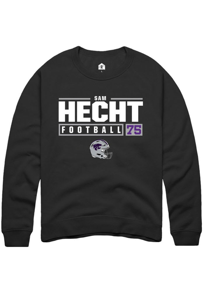 Sam Hecht Rally K-State Wildcats Mens Black NIL Stacked Box Long Sleeve Crew Sweatshirt