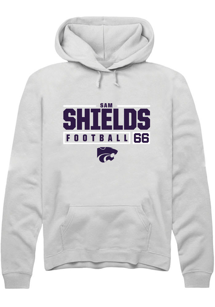 Sam Shields Rally K-State Wildcats Mens White NIL Stacked Box Long Sleeve Hoodie