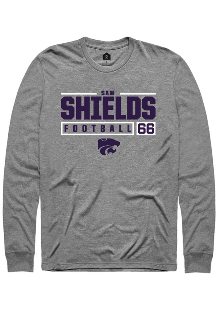 Sam Shields K-State Wildcats Grey Rally NIL Stacked Box Long Sleeve T Shirt