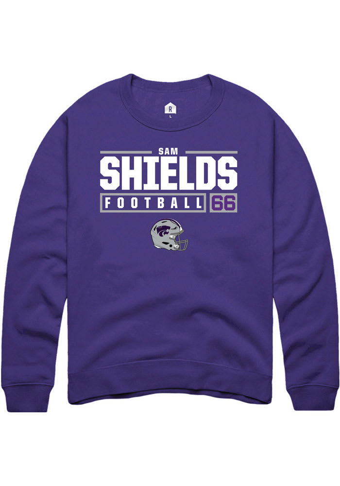 Sam Shields Rally K-State Wildcats Mens Purple NIL Stacked Box Long Sleeve Crew Sweatshirt