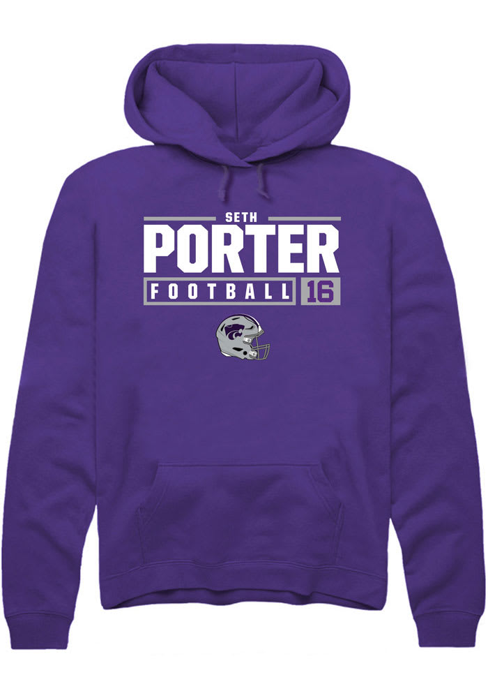 Seth Porter Rally K-State Wildcats Mens Purple NIL Stacked Box Long Sleeve Hoodie