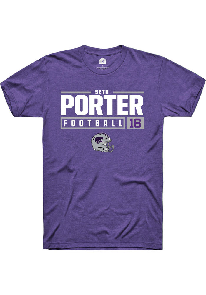 Seth Porter K-State Wildcats Purple Rally NIL Stacked Box Short Sleeve T Shirt