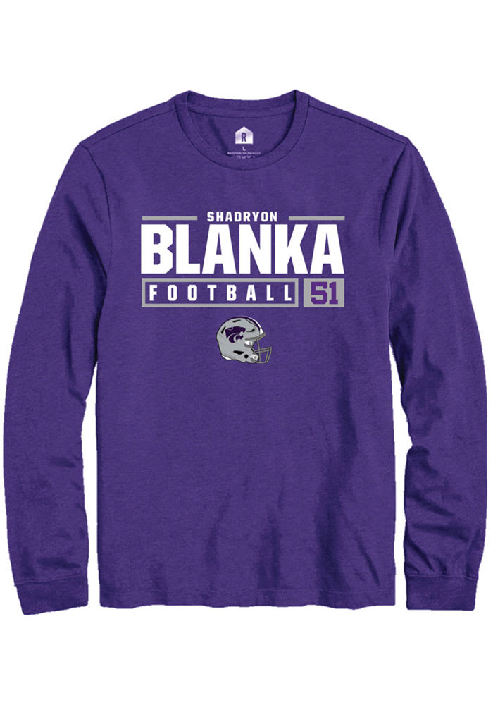 Shadryon Blanka K-State Wildcats Purple Rally NIL Stacked Box Long Sleeve T Shirt