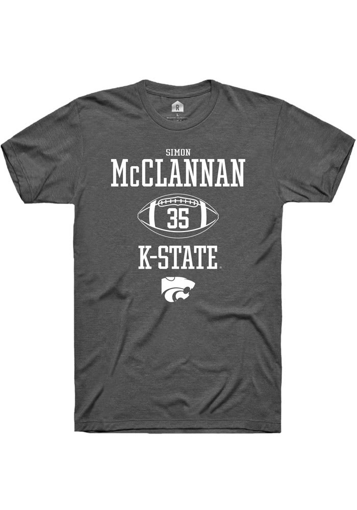 Simon McClannan K-State Wildcats Grey Rally NIL Sport Icon Short Sleeve T Shirt