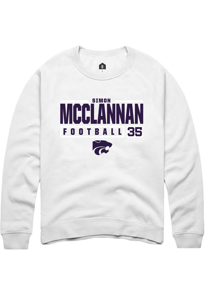 Simon McClannan Rally K-State Wildcats Mens White NIL Stacked Box Long Sleeve Crew Sweatshirt