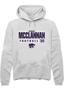 Simon McClannan Rally Mens White K-State Wildcats NIL Stacked Box Hooded Sweatshirt