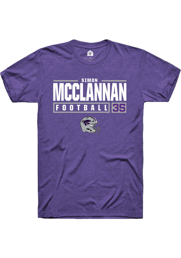Simon McClannan K-State Wildcats Purple Rally NIL Stacked Box Short Sleeve T Shirt