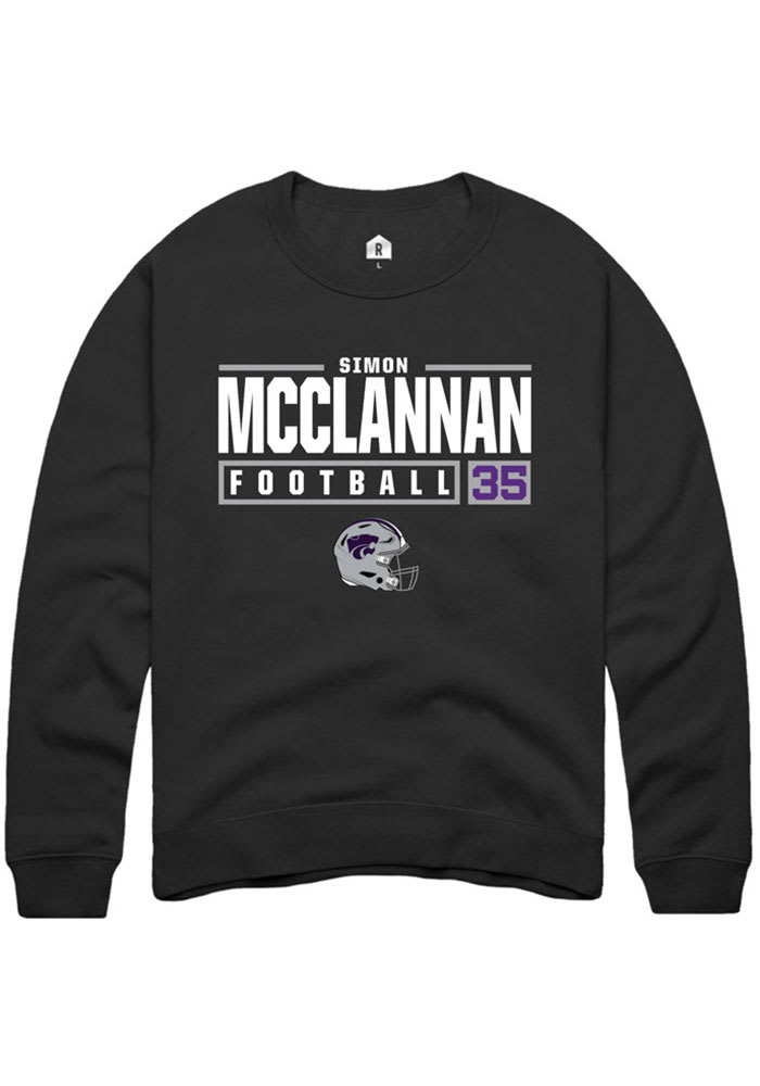 Simon McClannan Rally K-State Wildcats Mens Black NIL Stacked Box Long Sleeve Crew Sweatshirt