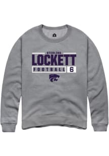 Sterling Lockett Rally Mens Graphite K-State Wildcats NIL Stacked Box Crew Sweatshirt