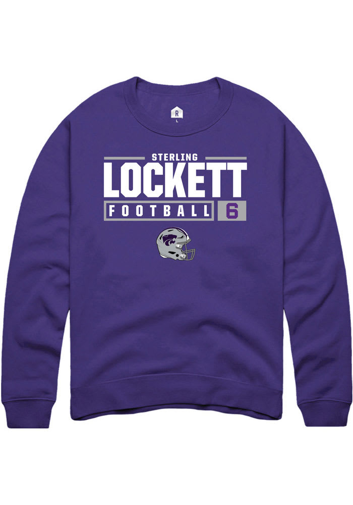 Sterling Lockett Rally K-State Wildcats Mens Purple NIL Stacked Box Long Sleeve Crew Sweatshirt