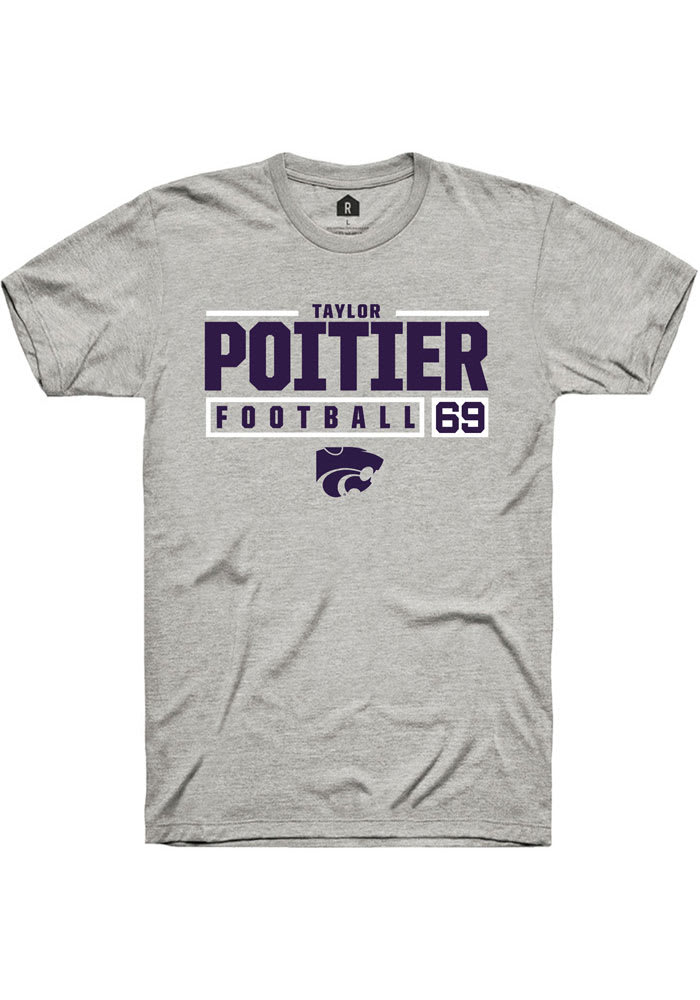 Taylor Poitier K-State Wildcats Grey Rally NIL Stacked Box Short Sleeve T Shirt