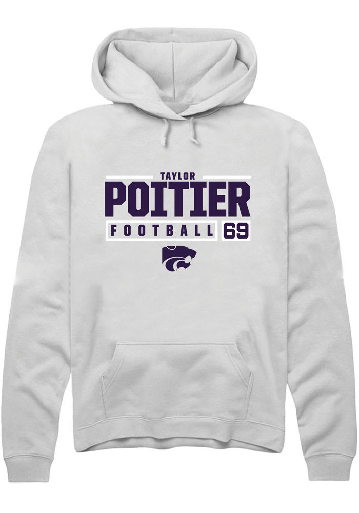Taylor Poitier Rally K-State Wildcats Mens White NIL Stacked Box Long Sleeve Hoodie