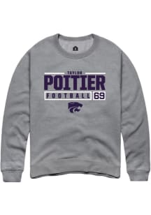 Taylor Poitier Rally Mens Graphite K-State Wildcats NIL Stacked Box Crew Sweatshirt