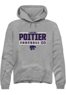 Taylor Poitier Rally Mens Graphite K-State Wildcats NIL Stacked Box Hooded Sweatshirt