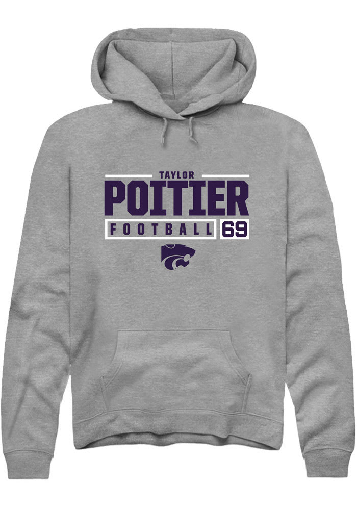 Taylor Poitier Rally K-State Wildcats Mens Grey NIL Stacked Box Long Sleeve Hoodie