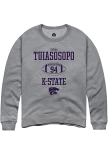 Titus Tuiasosopo Rally Mens Graphite K-State Wildcats NIL Sport Icon Crew Sweatshirt