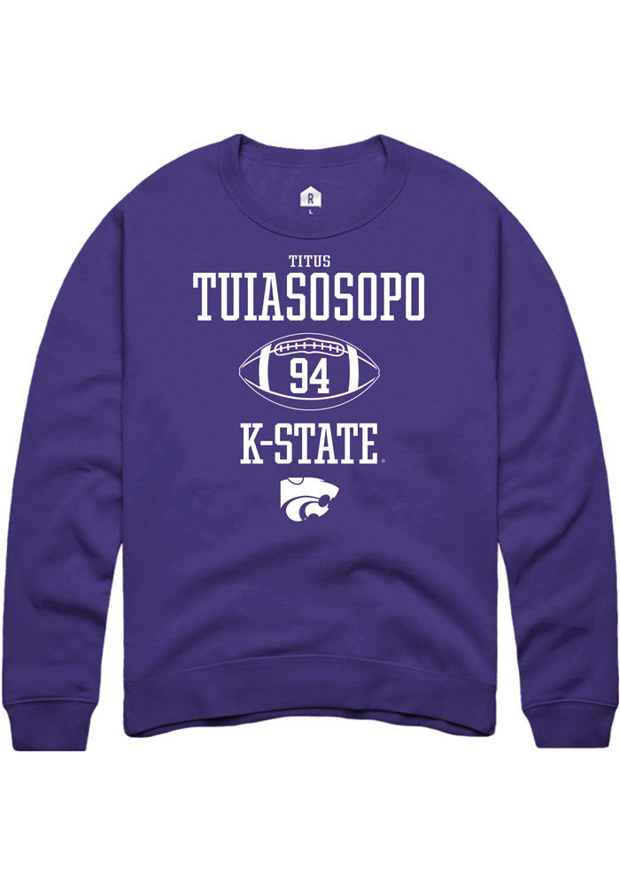 Titus Tuiasosopo Rally K-State Wildcats Mens Purple NIL Sport Icon Long Sleeve Crew Sweatshirt