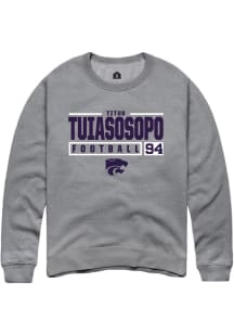 Titus Tuiasosopo Rally Mens Graphite K-State Wildcats NIL Stacked Box Crew Sweatshirt