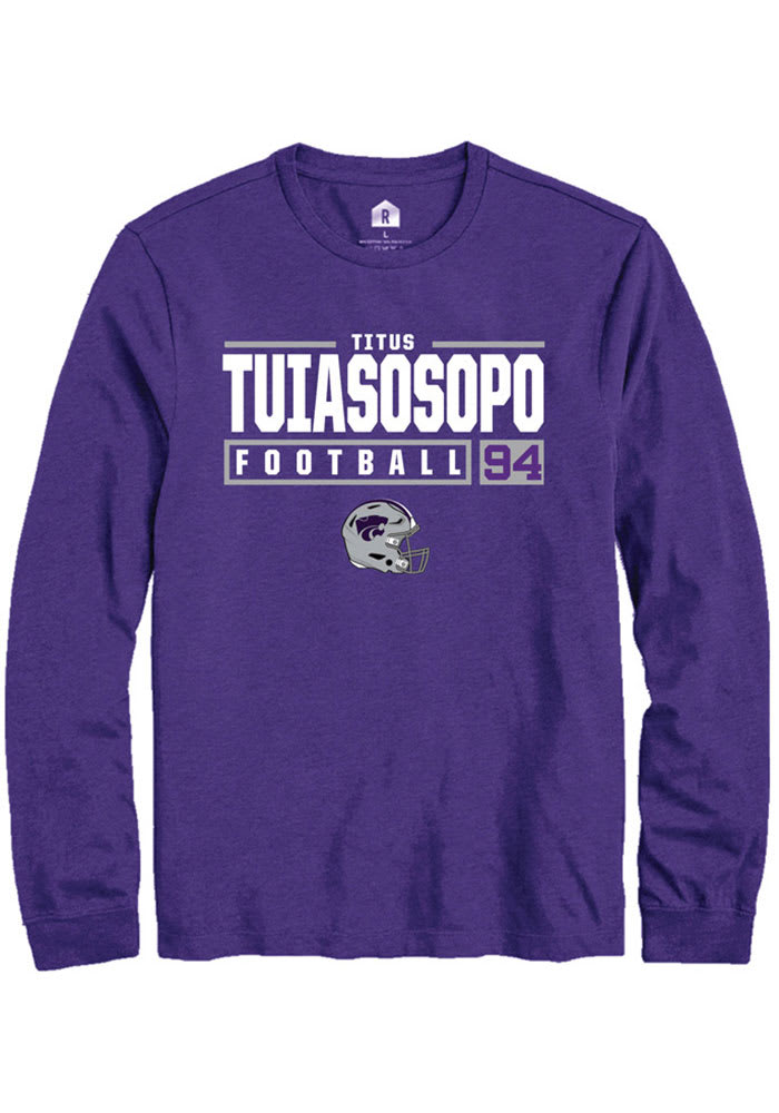 Titus Tuiasosopo K-State Wildcats Purple Rally NIL Stacked Box Long Sleeve T Shirt