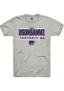 Tobi Osunsanmi Ash K-State Wildcats NIL Stacked Box Short Sleeve T Shirt