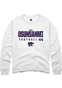 Tobi Osunsanmi Rally Mens White K-State Wildcats NIL Stacked Box Crew Sweatshirt