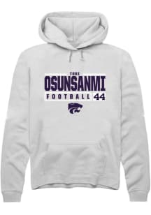 Tobi Osunsanmi Rally Mens White K-State Wildcats NIL Stacked Box Hooded Sweatshirt