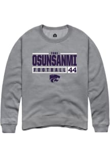 Tobi Osunsanmi Rally Mens Graphite K-State Wildcats NIL Stacked Box Crew Sweatshirt