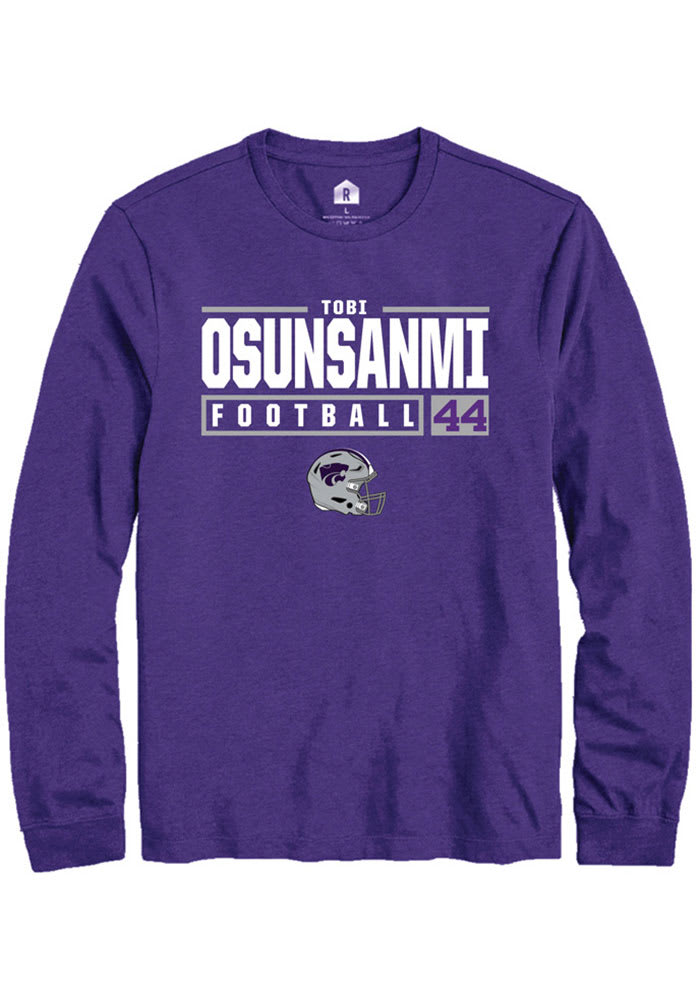 Tobi Osunsanmi K-State Wildcats Purple Rally NIL Stacked Box Long Sleeve T Shirt