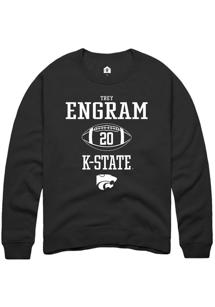 Trey Engram Rally K-State Wildcats Mens Black NIL Sport Icon Long Sleeve Crew Sweatshirt