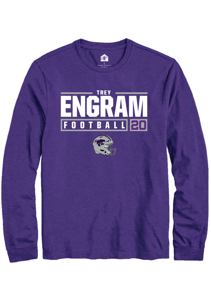 Trey Engram K-State Wildcats Purple Rally NIL Stacked Box Long Sleeve T Shirt