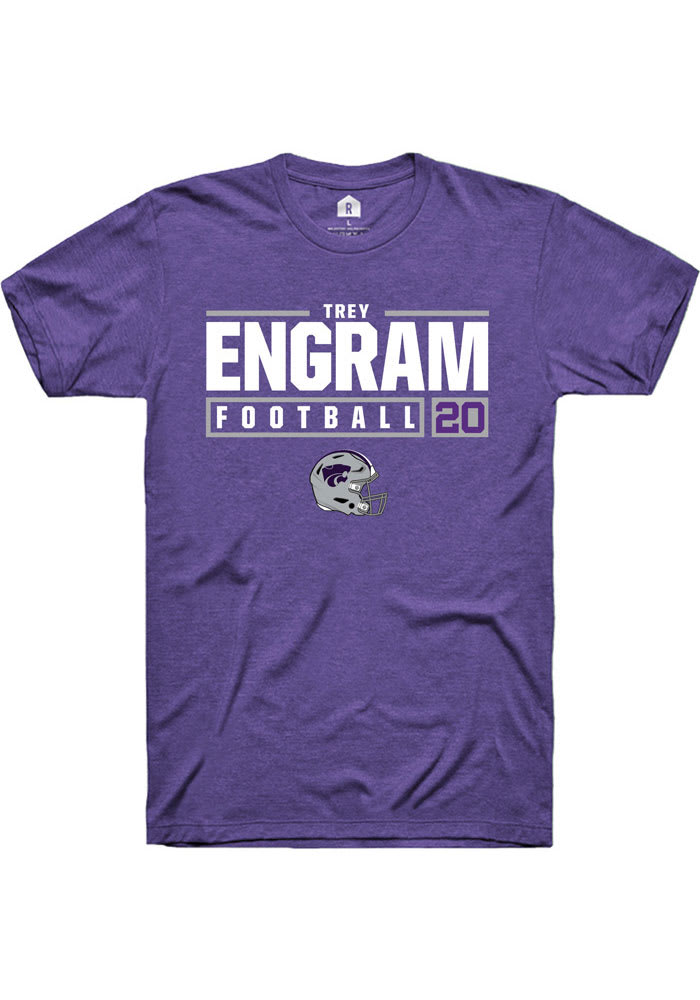 Trey Engram K-State Wildcats Purple Rally NIL Stacked Box Short Sleeve T Shirt