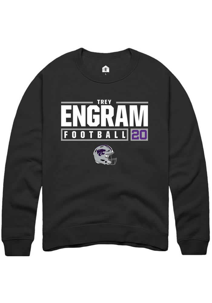 Trey Engram Rally K-State Wildcats Mens Black NIL Stacked Box Long Sleeve Crew Sweatshirt