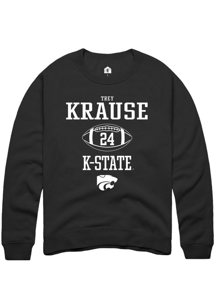 Trey Krause Rally K-State Wildcats Mens Black NIL Sport Icon Long Sleeve Crew Sweatshirt