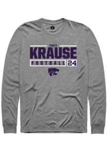 Trey Krause Rally Mens Graphite K-State Wildcats NIL Stacked Box Tee