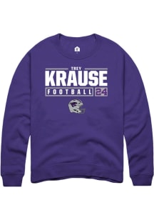 Trey Krause Rally Mens Purple K-State Wildcats NIL Stacked Box Crew Sweatshirt