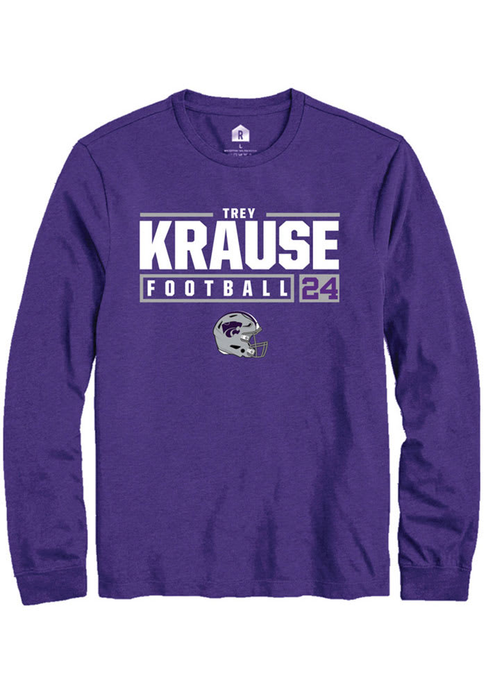 Trey Krause K-State Wildcats Purple Rally NIL Stacked Box Long Sleeve T Shirt