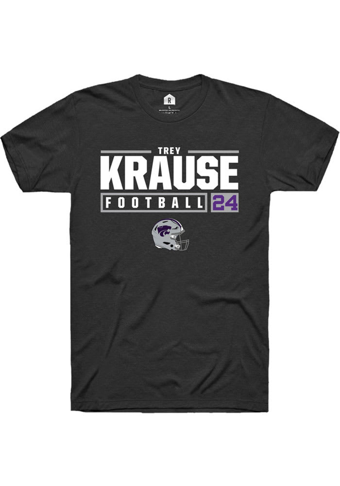 Trey Krause K-State Wildcats Black Rally NIL Stacked Box Short Sleeve T Shirt