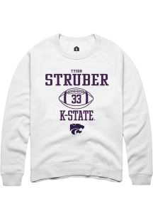 Tyson Struber Rally Mens White K-State Wildcats NIL Sport Icon Crew Sweatshirt