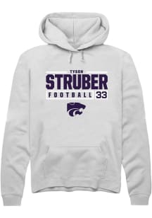 Tyson Struber Rally Mens White K-State Wildcats NIL Stacked Box Hooded Sweatshirt